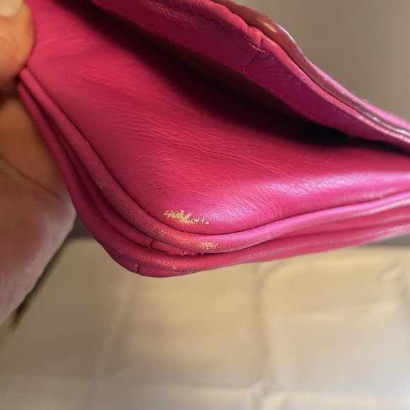 J. CREW HANDBAG TILLARY PURSE NEON HOT PINK LEATHER CROSSBODY FLAP BAG  CLUTCH - Picture 3 of 16